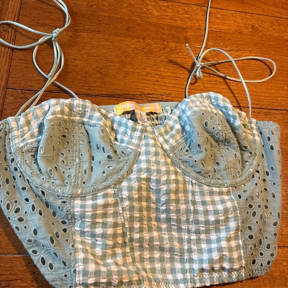 Urban Outfitters Blue/green and White Gingham Top - Picture 3 of 5